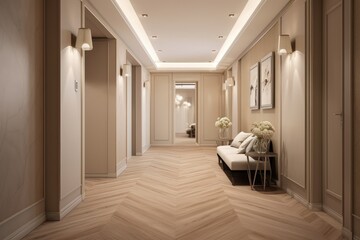 Interior of luxary hallway in chic classic house