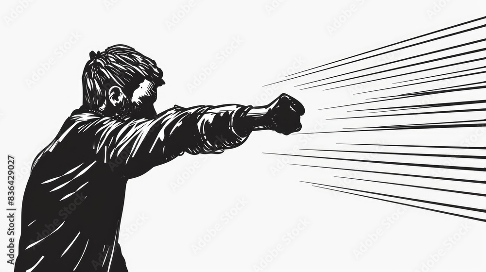 Poster a person holding a firearm, useful for various scenes and contexts