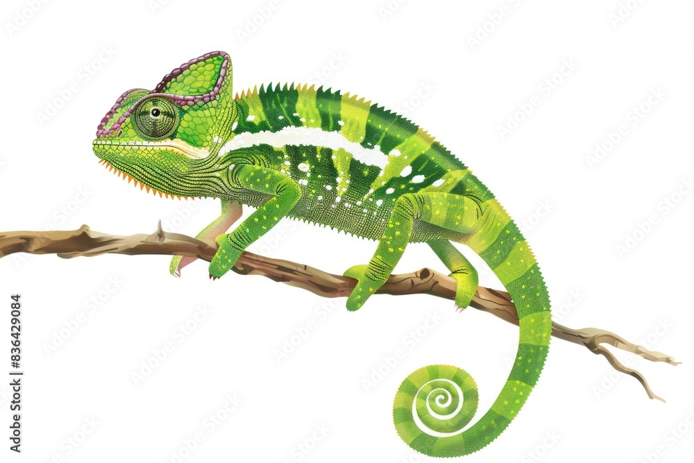 Poster a vibrant green chameleon sits calmly on a branch, blending in with its surroundings