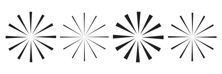 Sunburst design elements collection. Circular beams vector. Sun rise light round decoration elements. Vector illustration. Abstract line circle vector background. Sunburst radial stripes vector icons