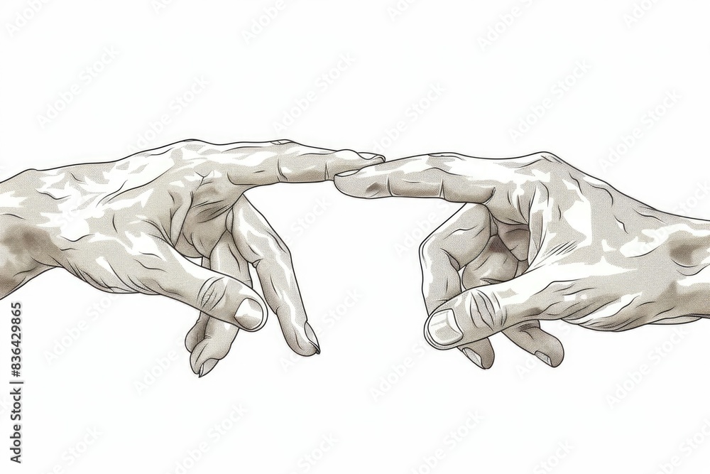 Poster Two hands touching, symbolizing connection and unity