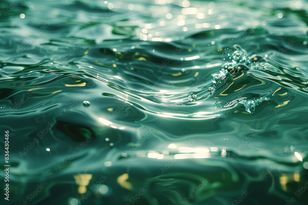 Poster rippled reflections on a water surface, distorting the image. concept of perception and reality. gen