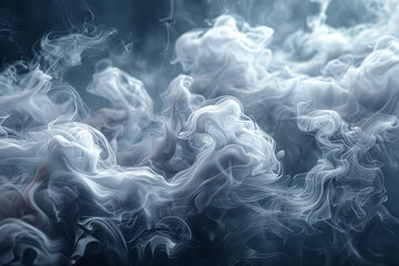 Swirling patterns of smoke in various shades of gray. Concept of mystery and the unknown. Generative Ai.