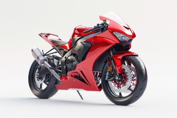 Obraz premium A red motorcycle is parked on a white surface