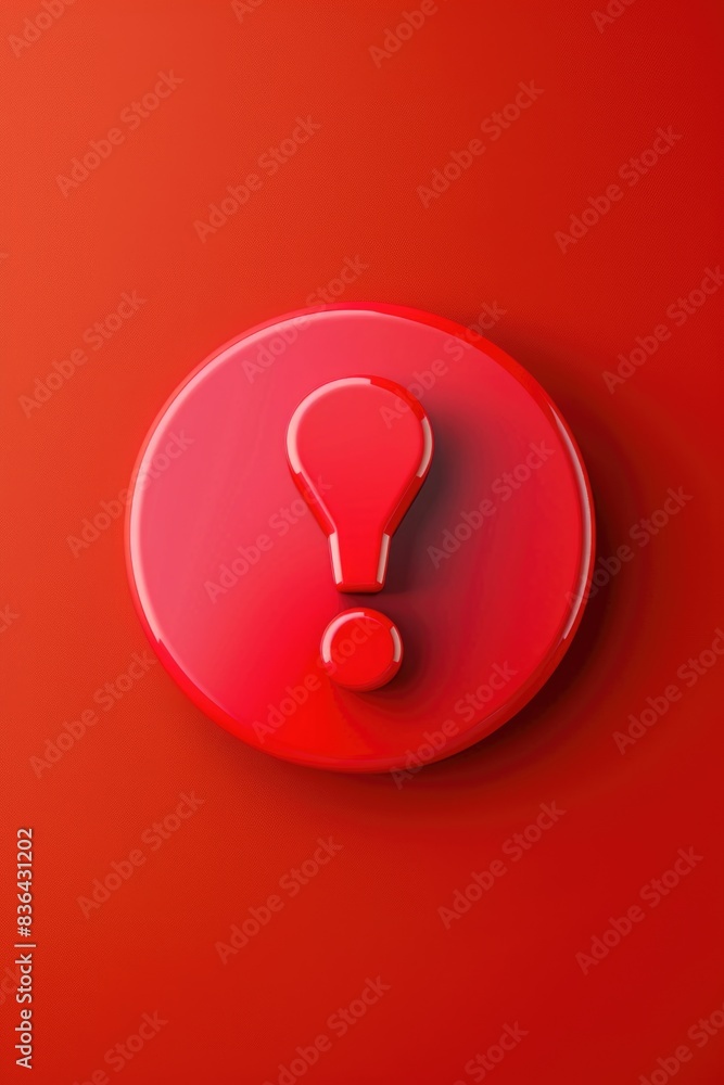 Aufkleber A bright red button with a question mark symbol, often used to prompt inquiry or seek answers