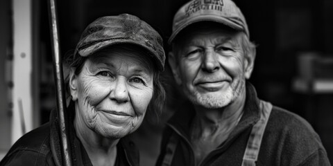 Obraz premium A black and white photo of a couple, showcasing the simplicity and intimacy of their relationship