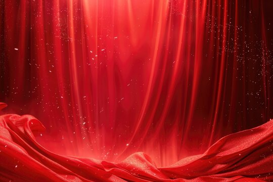 A red curtain covered in snow, capturing the essence of winter's peacefulness