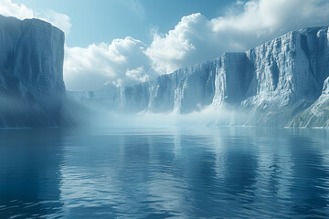 A breathtaking fjord with steep cliffs and calm waters. Concept of glacial landscapes and natural...
