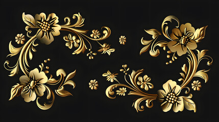floral gold elements, frames and borders elegance and sophistication in design. generative ai