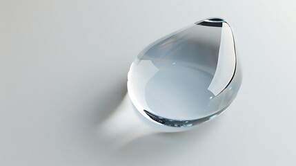Isolated water droplet, highly detailed, resting on a pure white surface.