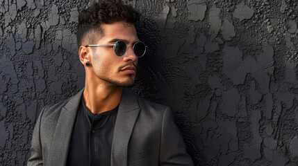 A Man in a Suit Leaning Against a Wall With His Hands In His Pockets - Generative AI