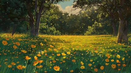 Obraz premium A meadow of golden blooms
