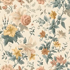 floral garden bloom flower pattern seamless wallpaper design illustration ornament decor