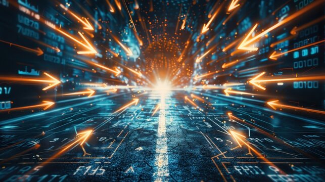 confused businessman thinking make decision on multiple route ahead, futuristic technology