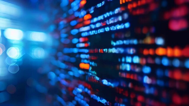 Digital code, binary streams depicting data flow and cyber security concept, abstract technology background.