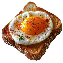 Sunny side up with bread isolated on a transparent background
