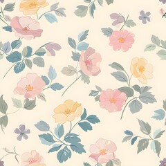 Obraz premium floral garden bloom flower pattern seamless wallpaper design illustration ornament decor