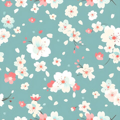 Fototapeta premium floral garden bloom flower pattern seamless wallpaper design illustration ornament decor