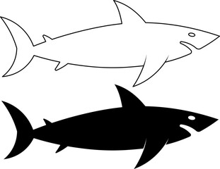 side view shark icon set