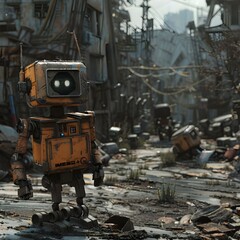 Fototapeta premium Rusty Robot in a Post-Apocalyptic Landscape