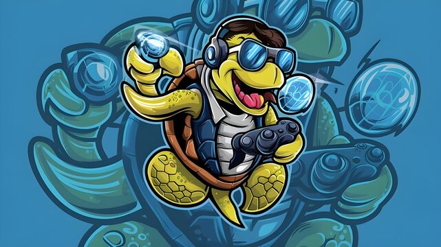 Gaming Mascot Design with Sea Turtle