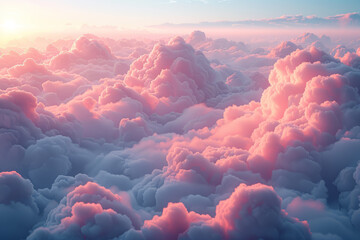 Light gray clouds softly diffusing the early morning light. Concept of peace and dawn. Generative Ai.