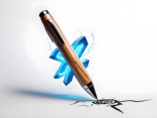 wooden pen on white background 