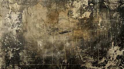 grunge deteriorated black texture background with hints of gold parts