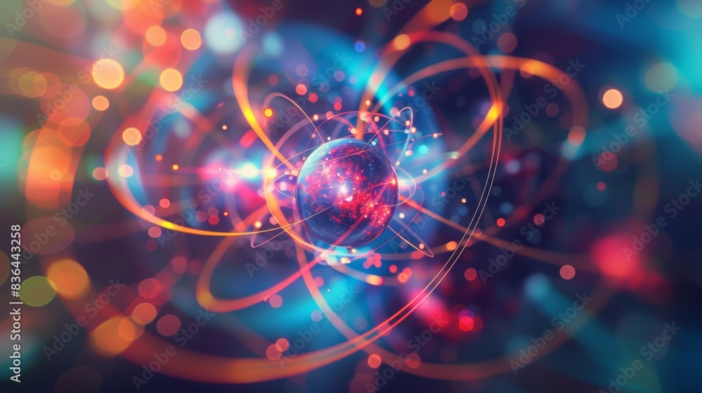 Aufkleber a colorful abstract image of a particle with bright lights, ai