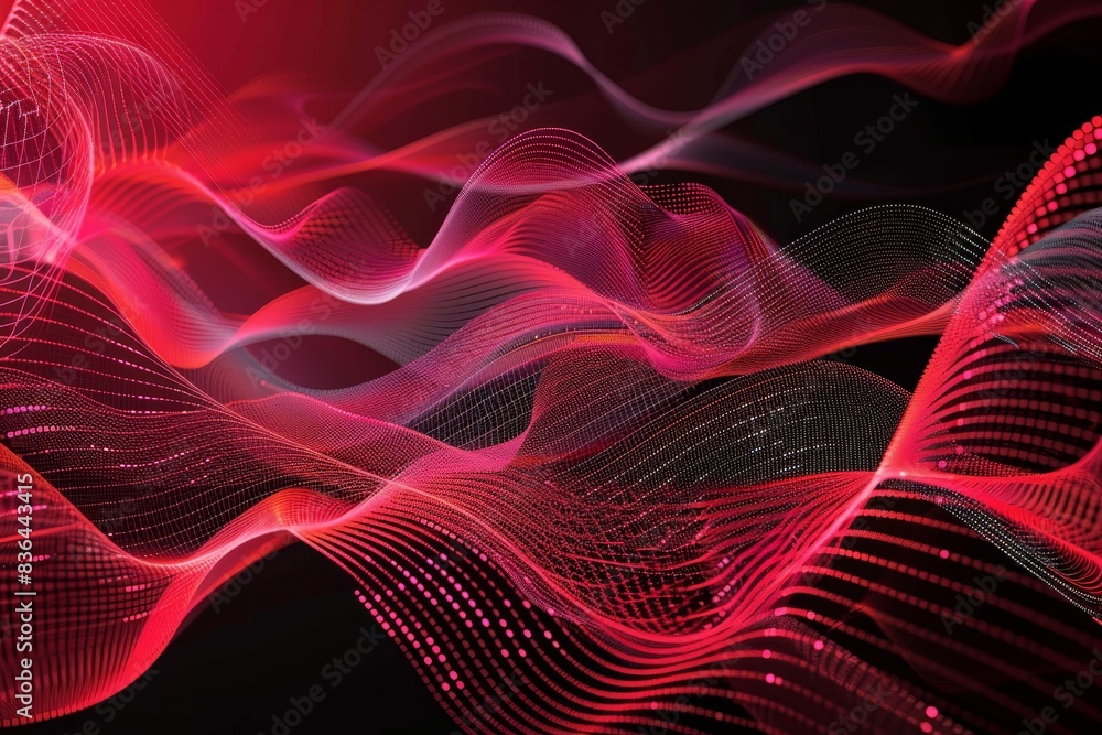 Poster modern red and black geometric technology waves and lines vector background design