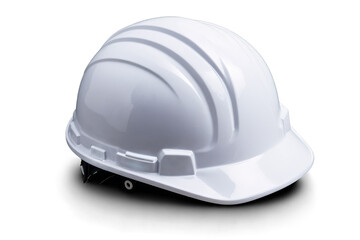 Fototapeta premium A single white safety helmet on transparent, white background, png, depicting safety and protection gear