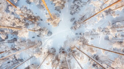 Aerial perspective of a winter forest