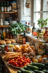 groceries on kitchen table