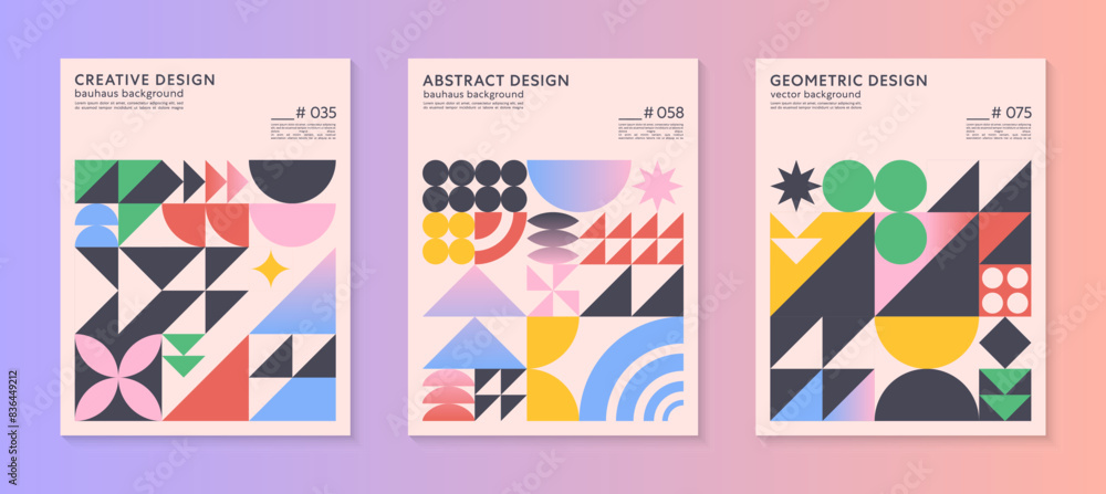 Poster abstract geometric pattern backgrounds with copy space for text.trendy minimalist geometric designs 