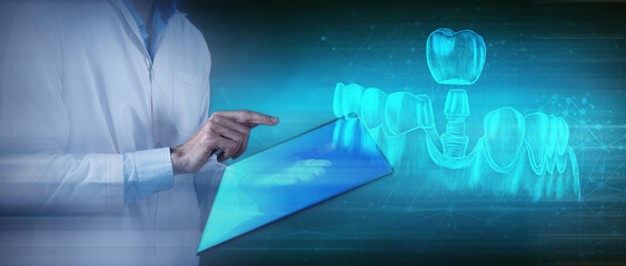 doctor touching a tablet with