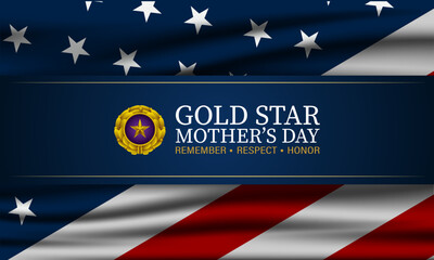 Gold star mothers day background vector illustration