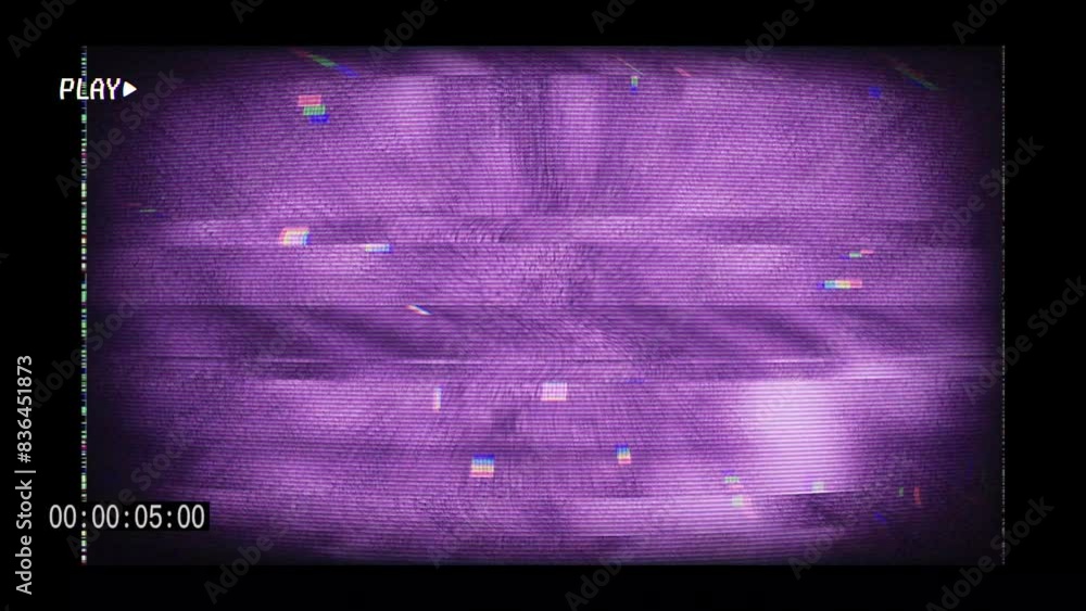 Poster old style video camera frame with textured images in motion and distortion effects