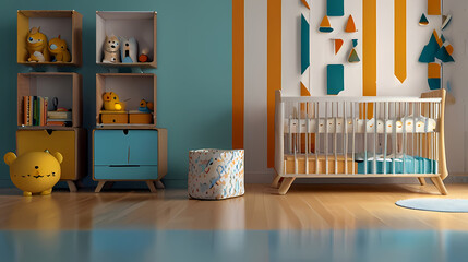 Background with a beautiful and neat baby room view theme