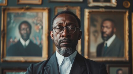 A Man in a Suit and Glasses Next to a Picture of a Black Man - Generative AI