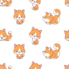 Seamless pattern with cute red cats