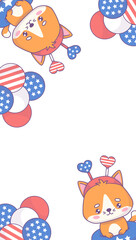 Independence Day poster. Cute patriotic cats