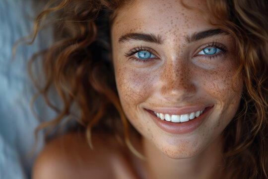 A radiant smile lighting up a room, eyes crinkling with joy as laughter bubbles forth from the depths of the soul. Concept of unbridled happiness. Generative Ai.