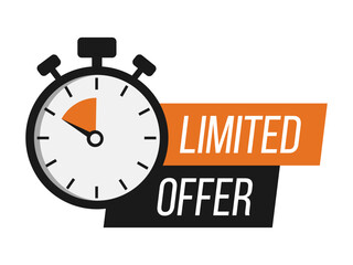 Limited offer. Sale countdown badge. Limited time only discount promotion. Vector illustration