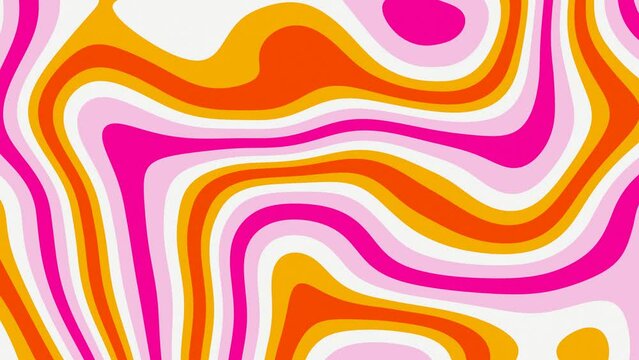 3d vector illustration abstract colorful background with rainbow oil waves dripples. LGBT Pride Lesbian pink symbol flag wallpaper. Retro 80s 90s colors. Psychedelic groovy Animation 30fps 4k loop	
