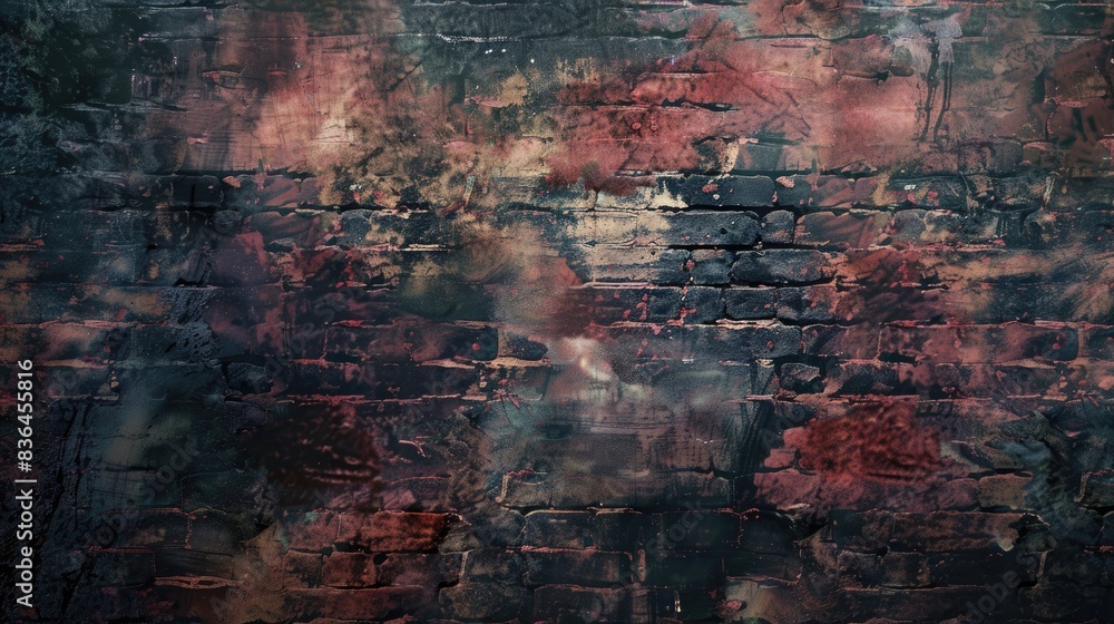 Poster background with a weathered brick wall in an abstract and grungy style