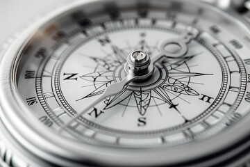 A reliable compass pointing true north, guiding travelers through uncharted waters with unwavering accuracy. Concept of navigational consistency. Generative Ai.