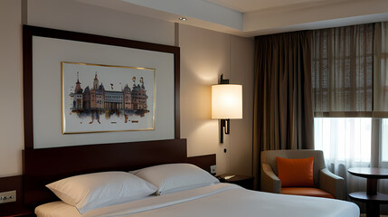 Background with a beautiful and neat hotel room view theme