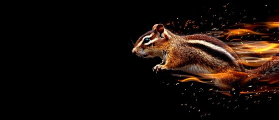 Obraz premium A chipmunk with stripes of fire
