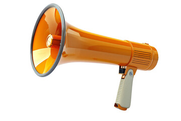 A large orange microphone with a black handle