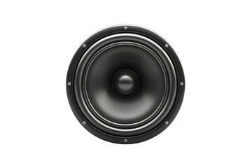 A black speaker with a white background